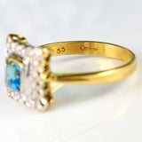 Ellibelle Jewellery Aquamarine & Diamond 18ct Gold Cushion-Shaped Cluster Ring