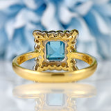 Ellibelle Jewellery Aquamarine & Diamond 18ct Gold Cushion-Shaped Cluster Ring