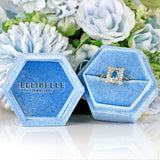 Ellibelle Jewellery Aquamarine & Diamond 18ct Gold Cushion-Shaped Cluster Ring