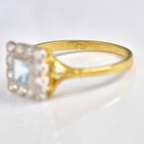 Ellibelle Jewellery Aquamarine & Diamond 18ct Gold Square Cluster Ring