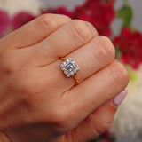 Ellibelle Jewellery Aquamarine & Diamond 18ct Gold Square Cluster Ring