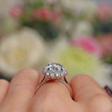 Ellibelle Jewellery Aquamarine & Diamond 18ct White Gold Cluster Engagement Ring