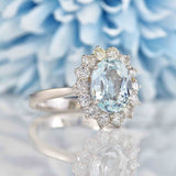 Ellibelle Jewellery Aquamarine & Diamond 18ct White Gold Cluster Engagement Ring