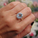 Ellibelle Jewellery Aquamarine & Diamond 18ct White Gold Cluster Engagement Ring