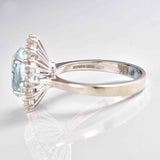 Ellibelle Jewellery Aquamarine & Diamond 18ct White Gold Cluster Engagement Ring