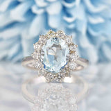 Ellibelle Jewellery Aquamarine & Diamond 18ct White Gold Cluster Engagement Ring