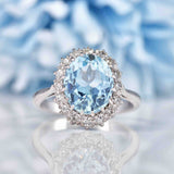 Ellibelle Jewellery Aquamarine & Diamond 18ct White Gold Cluster Ring