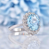 Ellibelle Jewellery Aquamarine & Diamond 18ct White Gold Cluster Ring