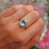 Ellibelle Jewellery Aquamarine & Diamond 18ct White Gold Cluster Ring