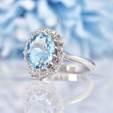 Ellibelle Jewellery Aquamarine & Diamond 18ct White Gold Cluster Ring