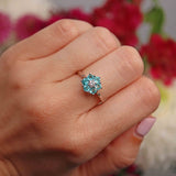 Ellibelle Jewellery Aquamarine & Diamond 18ct White Gold Daisy Cluster Ring