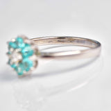 Ellibelle Jewellery Aquamarine & Diamond 18ct White Gold Daisy Cluster Ring