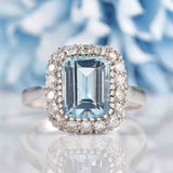 Ellibelle Jewellery Aquamarine & Diamond 18ct White Gold Engagement Ring