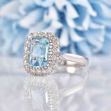 Ellibelle Jewellery Aquamarine & Diamond 18ct White Gold Engagement Ring