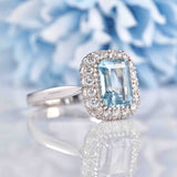 Ellibelle Jewellery Aquamarine & Diamond 18ct White Gold Engagement Ring