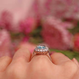 Ellibelle Jewellery Aquamarine & Diamond 18ct White Gold Engagement Ring