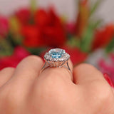 Ellibelle Jewellery Aquamarine & Diamond 18ct White Gold Oval Cluster Ring (4.04ct)