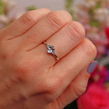 Ellibelle Jewellery Aquamarine & Diamond 18ct White Gold Oval Three-Stone Engagement Ring (0.42ct)