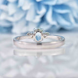 Ellibelle Jewellery Aquamarine & Diamond 18ct White Gold Oval Three-Stone Engagement Ring (0.42ct)