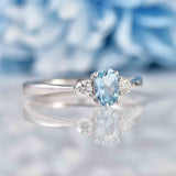 Ellibelle Jewellery Aquamarine & Diamond 18ct White Gold Oval Three-Stone Engagement Ring (0.42ct)