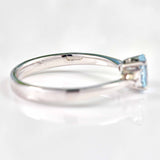 Ellibelle Jewellery Aquamarine & Diamond 18ct White Gold Oval Three-Stone Engagement Ring (0.42ct)
