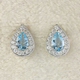 Ellibelle Jewellery Aquamarine & Diamond 18ct White Gold Pear Cluster Stud Earrings