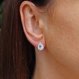 Ellibelle Jewellery Aquamarine & Diamond 18ct White Gold Pear Cluster Stud Earrings
