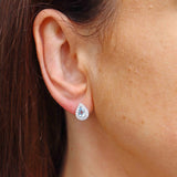 Ellibelle Jewellery Aquamarine & Diamond 18ct White Gold Pear Cluster Stud Earrings