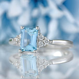 Ellibelle Jewellery Aquamarine & Diamond 18ct White Gold Seven-Stone Ring