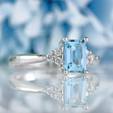 Ellibelle Jewellery Aquamarine & Diamond 18ct White Gold Seven-Stone Ring