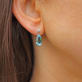 Ellibelle Jewellery Aquamarine & Diamond 18ct White Gold Teardrop Earrings