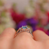 Ellibelle Jewellery Aquamarine & Diamond Platinum Three-Stone Engagement Ring (0.59ct)