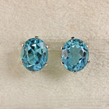 Ellibelle Jewellery Aquamarine White Gold Oval Stud Earrings
