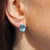Ellibelle Jewellery Aquamarine White Gold Oval Stud Earrings