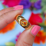 Ellibelle Jewellery Art Deco 18ct Gold Citrine Solitaire Gypsy Ring