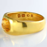 Ellibelle Jewellery Art Deco 18ct Gold Citrine Solitaire Gypsy Ring