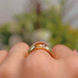Ellibelle Jewellery Art Deco 18ct Gold Citrine Solitaire Gypsy Ring