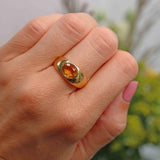 Ellibelle Jewellery Art Deco 18ct Gold Citrine Solitaire Gypsy Ring