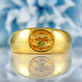 Ellibelle Jewellery Art Deco 18ct Gold Citrine Solitaire Gypsy Ring