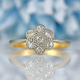 Ellibelle Jewellery Art Deco 18ct Gold & Platinum Diamond Daisy Ring