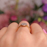 Ellibelle Jewellery Art Deco 18ct Gold & Platinum Diamond Oval Panel Ring