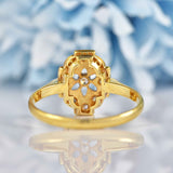 Ellibelle Jewellery Art Deco 18ct Gold & Platinum Diamond Panel Ring