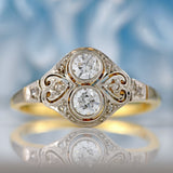 Ellibelle Jewellery Art Deco 18ct Gold & Platinum Diamond Ring (0.50cts)