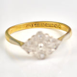 Ellibelle Jewellery Art Deco 18ct Gold & Platinum Diamond Shaped Panel Ring