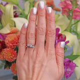 Ellibelle Jewellery Art Deco 18ct Gold & Platinum Diamond Three-Stone Crossover Engagement Ring