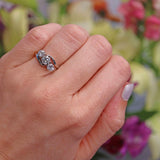 Ellibelle Jewellery Art Deco 18ct Gold & Platinum Diamond Three-Stone Crossover Engagement Ring
