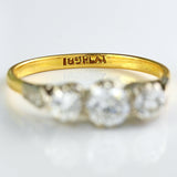Ellibelle Jewellery Art Deco 18ct Gold & Platinum Diamond Three-Stone Ring