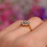Ellibelle Jewellery Art Deco 18ct Gold & Platinum Old-Cut Diamond Daisy Cluster Ring