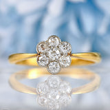 Ellibelle Jewellery Art Deco 18ct Gold & Platinum Seven-Stone Diamond Daisy Cluster Ring