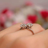 Ellibelle Jewellery Art Deco 2.50 Carat Diamond & Platinum Two-Stone Crossover Engagement Ring